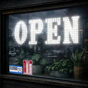 lot 19062 image: 32x11 Large LED Open Signs for Business Super Bright Unique Design White Open Sign with Hanging Installation for Window Stores Bar Hotel Retail Shops Salon Restaurant Office