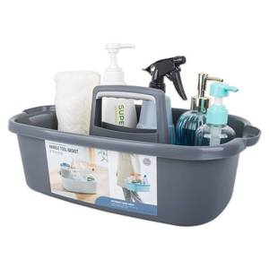lot 19071 image: JiatuA Large Cleaning Supplies Caddy Portable Shower Caddy Basket Dark Gray