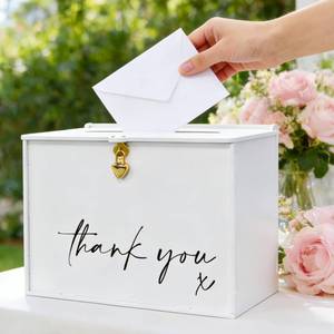 lot 19996 image: SOFARKKT Super Large Card Box with Lock & Slot, White Elegant Thank-You x Wedding Card Boxes for Reception Cards Wishes Monetary Gifts, Big Envelope Box for Graduation Quinceanera Baby Bridal Shower