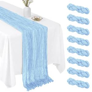 lot 20007 image: 8 Pack Baby Blue 17 x 108 Inch Cheesecloth Table Runner - Boho Gauze Sheer Fabric for Wedding Baby Shower Party Home Decor