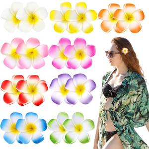 lot 20013 image: 18 Pcs Hawaiian Flower Hair Clips, 2.75 Inch Plumeria Foam Hair Clip Artificial Tropical Flower Hairpins for Beach Vacation Wedding