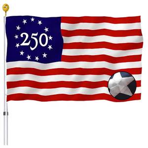 lot 20035 image: Embroidered 250 Betsy Ross Anniversary USA Flags 3x5 Outdoor- Patriotic Commemorative 1776 2026 American Flag Heavy Duty Nylon Sewn Stripe for 250th Birthday Decoration