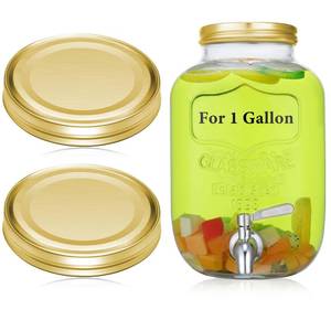 lot 20037 image: Uiifan 2 Pcs 304 Mason Jar Lids Wide Mouth Metal,110mm, 1 Gallon,Gold