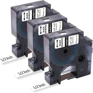 lot 20052 image: 3X Compatible with DYMO Label Maker Refills D1 12 Inch x 23Ft White 45013