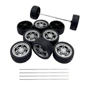 lot 20067 image: 10PCS Toy Car Wheels 40mm Rubber Tire Wheels with Metal Shaft for RC Car Truck DIY Model Toy Wheel Replacement Accessories (3X40mm)