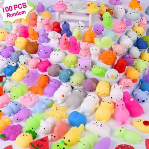 lot 20068 image: LEEHUR 100PCS Kawaii Squishies, Mochi Squishy Toys for Kids Party Favors, Mini Stress Relief Squishy Fidget Toys for Classroom Prizes for Kids Party Favors Goodie Bags Stuffers with Storage Bag