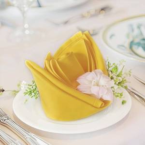 lot 20096 image: FOLINS&HOME Yellow Cloth Napkins Set of 20, Decorative 20x20 Inch Napkins