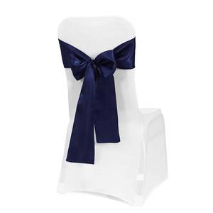 lot 20098 image: Obstal 5 PCS Satin Chair Sashes Bows for Wedding Reception- Universal Chair Cover Back Tie Supplies for Banquet, Party, Hotel Event Decorations