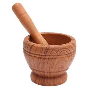 lot 20108 image: Resin Pestle & Mortar Set Garlic Herb Spice Mixing Grinder Crusher Kitchen Bowl Smashing Tools-Wood Grain