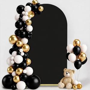 lot 20500 image: Vowparty 7.2FT Wedding Arch Backdrop Cover, Black Spandex Arch Stand Cover