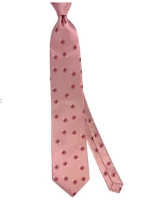 lot 8196 image: Pink Necktie with Blue and Red Floral Print - Stock images differ from actual product images