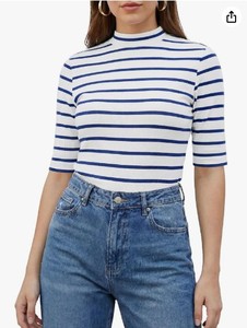 lot 10061 image: Vimoizax Ribbed Knit Sweater White Black Stripe - STOCK IMAGES DIFFER FROM ACTUAL PRODUCT IMAGES