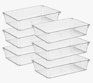 lot 19037 image: Clear Plastic Storage Containers 6 Pack (10x6) - Stock images differ from actual product images
