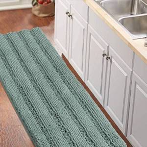 lot 1663 image: Turquoize Bathroom Runner Rug 20inx59in, Soft Absorbent Chenille Bath Rug