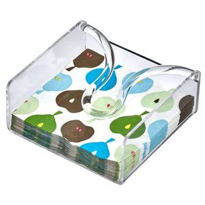lot 1664 image: Amazing Abby Acrylic Luncheon Napkin Holder (6.5inx6.5in), Clear Plastic Napkin Dispenser with Weighted Arm and Non-Slip Pads, Great for Kitchen Counter, Dining Table, Bathroom Vanity, and More