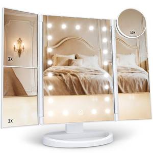 lot 1674 image: HUONUL 2X3X10X Magnifying Vanity Mirror with Light, Trifold Makeup Mirror