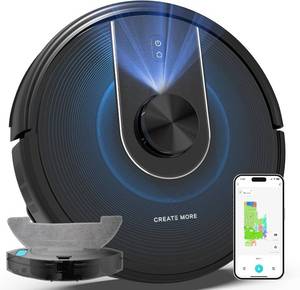 lot 1681 image: Bagotte Robot Vacuum and Mop Combo, 6000Pa Robotic Vacuums with Mapping,LiDAR Navigation, Automatic Self-Recharging, 2.4G WiFiAppAlexaRemote Control for Pet Hair,Hard Floor,Carpet