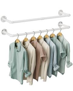 lot 1694 image: OROPY 38.4in Industrial Pipe Clothes Rack Wall Mounted, Heavy Duty, 2 Pack