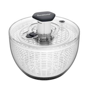 lot 1712 image: Ourokhome 6.3 QT Salad Spinner with Fully Removable Lid, Large Lettuce Dryer with One-Hand Press Pump, Instant Stop Brake Button and Retractable Handle, Vegetable Washer and Spinner for Greens and Herbs