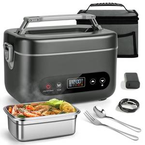 lot 1714 image: THZDMI Heated Lunch Box for Adults, 1.2L Self-Heating Food Warmer Dark Gray