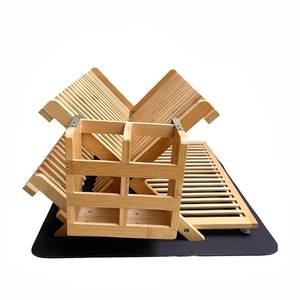 lot 1719 image: Bamboo Dish Drying Rack with Utensil Holder and Absorbent Dish Drying Mat3Tier Collapsible Wooden Dish Rack for Kitchen CountertopLarge Foldable Dish DrainerKitchen Organizer for Plates Cups utensils