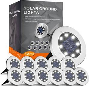 lot 1723 image: INCX 12 Pack 4.6 Inch Solar Ground Lights Outdoor, Waterproof, Cold White