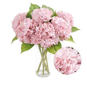 lot 1741 image: Mexott 5Pcs Real Touch Artificial Hydrangeas 21in Latex Faux Hydrangea Flowers Stems for Vases, Wedding Centerpieces, Home Decor � Removable Heads,Pink