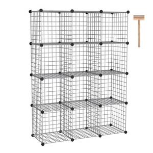 lot 1744 image: CandAHOME Wire Cube Storage, 12 - Cube Organizer Metal C Grids, Silver Gray