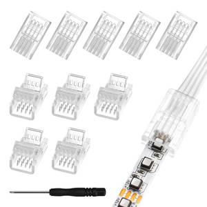 lot 2222 image: RGBZONE 10Pcs LED Strip Connector 4 Pin 8mm,Wide Strip to Wire Quick Connectors for Waterproof or Non-Waterproof 8mm Wide RGB SMD 50503528 LED Light Strip