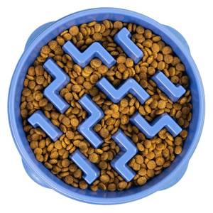 lot 2229 image: Outward Hound Fun Feeder Slo Bowl � Large 4Cup Capacity, Slow Feeding, Medium to Large Dogs, NonSlip, Blue, Notch Pattern