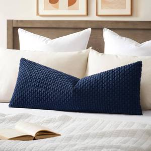 lot 2234 image: Kevin Textile Soft Corduroy 14inx36in Lumbar Pillow Cover 1 Pack, Navy Blue