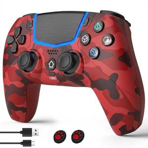 lot 2251 image: Linhugame Wireless Controller for PS5, Compatible With PS5ProSlimPC, Bluetooth Gaming Controller with Hall JoysticksLED Channel LightTurbo6-Axis GyroDual MotorTouchpad3.5mm Audio JackSpeaker, Compatible With Original Charging Dockcamo red
