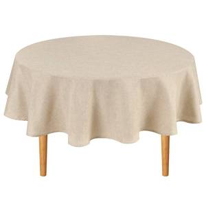 lot 2253 image: Hiasan Beige Round Linen Tablecloth 60 Inch for Kitchen Dining Room