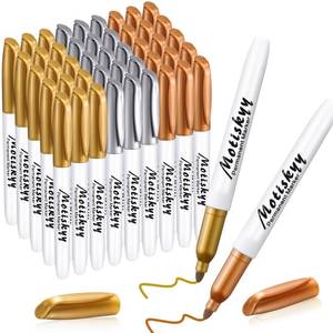 lot 2285 image: Motiskyy 48 Pcs Metallic Permanent Markers Medium Tip Pen,Gold Silver Copper