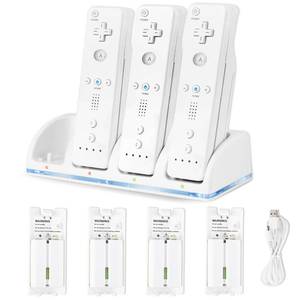lot 2287 image: FoToxi 4-in-1 Wii Remote Charging Station with 4X 2800mAh Rechargeable Batteries and USB Charging Cord, LED Indicator Charging Dock for WiiWii U Controllers (Remotes Not Included)
