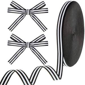 lot 2291 image: Luinabio 50 Yard Grosgrain Stripe Ribbon Plaid Ribbon Polyester Fabric for Wedding DIY Crafts Gifts Wrapping Bouquets Halloween Christmas Cake Decoration(58 Inch Wide,Black White Stripe)