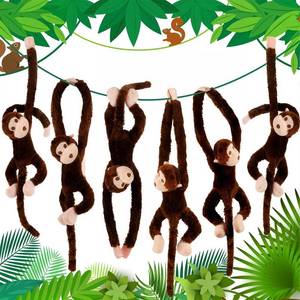 lot 2318 image: Hungdao 6 Pack Hanging Stuffed Monkey Jungle Party,24 Inch,Dark Brown