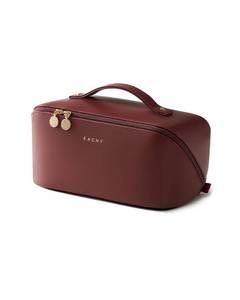 lot 2320 image: EACHY Travel Makeup Bag for Women, Flat Open Cosmetic Case, Red, Large