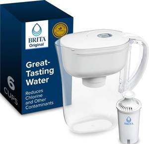 lot 2325 image: Brita Small 6-Cup Water Filter Pitcher, Includes 1 Filter, White