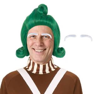 lot 2332 image: Miss U Hair Men Short Green Funny Wig with White Eyebrows Man Cosplay Halloween Party Wigs