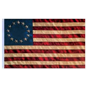 lot 2353 image: FRF Tea Stained 13 Stars American flag Betsy Ross Flags 3x5 Vintage USA 1776 Banner Outdoor Decoration with Canvas Header and 2 Brass Grommets (3D Printed Star)