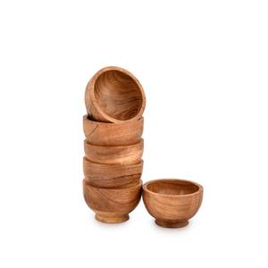 lot 2357 image: Mahasu Bowl Set Acacia Wood Set of 6 Hand carved wooden Kitchen Mini Cups for dipping sauce, salsa, Prep, salt and Condiments (3in X 3in X 2in)