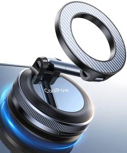 lot 2364 image: Coolpow Newest Vacuum Magnetic Phone Holder for Car Phone Holder Mount Movable Vacuum Suction Magsafe Car Mount Cell Phone Holders for Your Car Accessories for Women Men for iPhone 17 16-Carbon Fiber