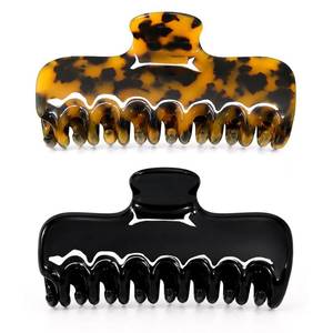 lot 2386 image: 2PCS Medium Acetate Claw Clips for Women Girls, 3.5 Inch Square Black and Tortoise Shell Hair Clips for Thin Medium Thick Hair, Premium Cellulose Acetate Jaw Clip Strong Hold Non-Slip Hair Accessories