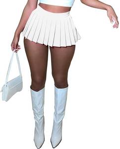 lot 2406 image: Mini Pleated Skirts for Women Sexy,Mini Skirt with Slit,Womens Girl Y2k Short Cargo Skirt,Skater A-line Pleated Skirt(White S)