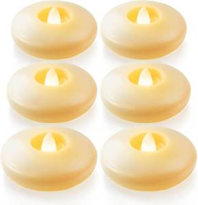 lot 2421 image: Homemory 6Pack 3in Ivory Flameless Floating LED Candles, Waterproof Tealight