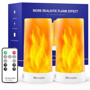 lot 2423 image: Morsatie Upgraded Rechargeable Flame Light with Remote and Timer, 4 Modes