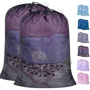 lot 2424 image: Polecasa 2 Pack Heavy Duty Diamond Mesh Laundry Bag, 24x36in, Black