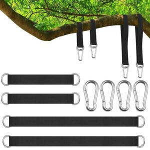 lot 2433 image: XonyiCos 4 PCS Short Straps Tree Swing Straps Hanging Kit, with Carabiners, Heavy Duty Suspension Kits for Gym Fitness Cable Machine Extension, Hanging Pulleys, Rings,Hammock Tree Straps