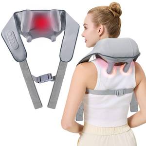 lot 3650 image: 4D Wireless Deep Tissue Kneading Neck Massager with Heating Function, Shiatsu and Shoulder Massager Pillow,Back and Leg Pain Relief, Body Muscle Pain Relief, Perfect Gifts for Men Women.(Grey)
